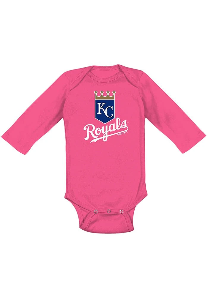 Kansas City Royals Baby Pink Primary LS Tops One Piece
