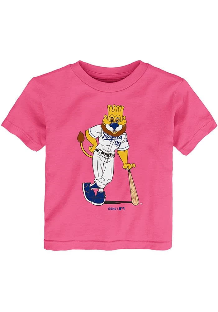 Slugger Outer Stuff Kansas City Royals Toddler Girls Pink Baby Mascot Short Sleeve T-Shirt
