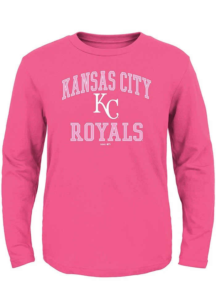 Kansas City Royals Toddler Girls Pink #1 Design Long Sleeve T Shirt