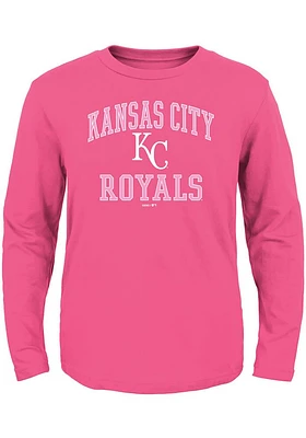 Kansas City Royals Toddler Girls Pink #1 Design Long Sleeve T Shirt
