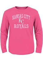 Kansas City Royals Toddler Girls Pink #1 Design Long Sleeve T Shirt