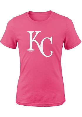 Kansas City Royals Girls Pink Secondary Logo Short Sleeve T-Shirt