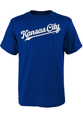 Kansas City Royals Youth Blue Road Wordmark Short Sleeve T-Shirt