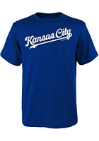 Kansas City Royals Youth Blue Road Wordmark Short Sleeve T-Shirt