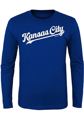 Kansas City Royals Youth Blue Road Wordmark Long Sleeve T-Shirt