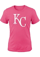 Kansas City Royals Girls Pink Official Logo Design Short Sleeve Tee