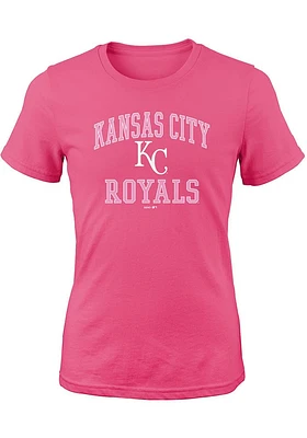 Kansas City Royals Girls Pink Road Wordmark Short Sleeve Tee
