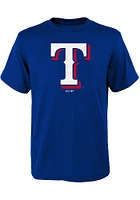 Texas Rangers Youth Blue Secondary Short Sleeve T-Shirt
