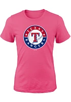 Texas Rangers Girls Pink Primary Short Sleeve Tee