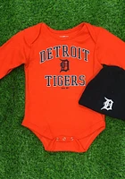 Detroit Tigers Baby Orange #1 Design Long Sleeve One Piece
