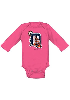 Detroit Tigers Baby Pink Secondary LS Tops One Piece