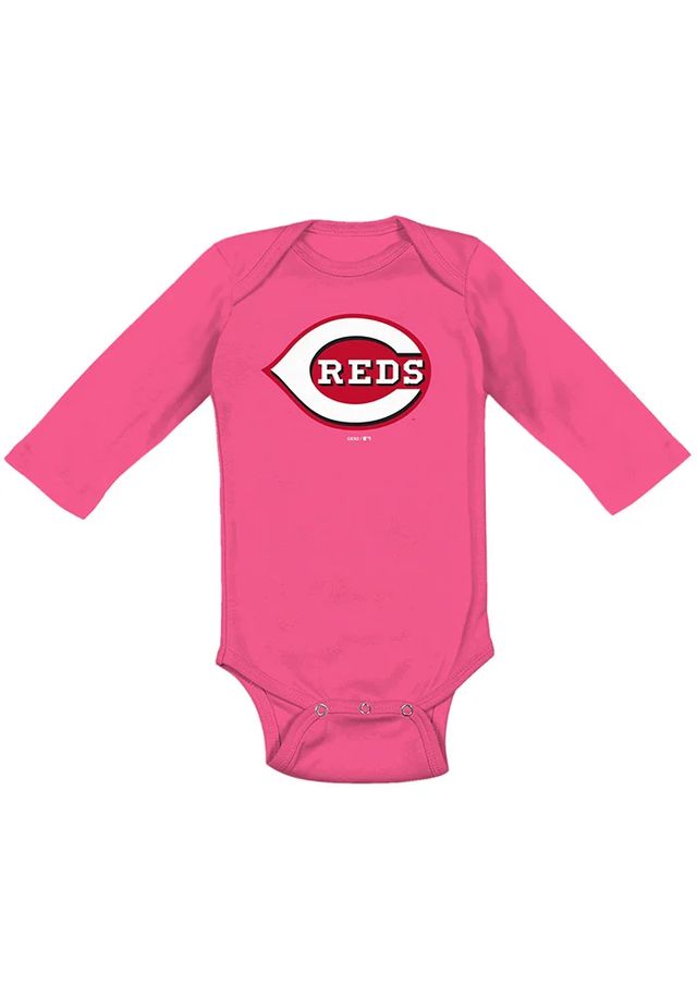 Cincinnati Reds Baby Pink Secondary LS Tops One Piece