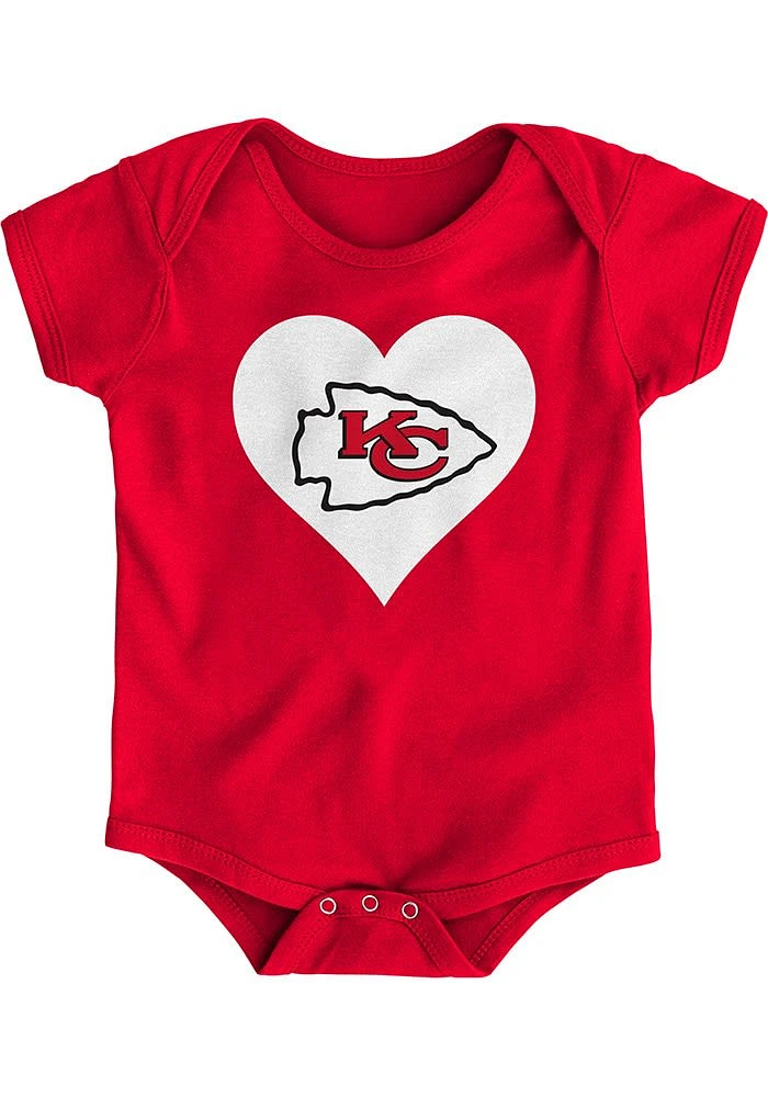 Kansas City Chiefs Baby Red Heart Short Sleeve One Piece
