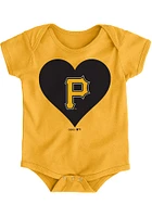 Pittsburgh Pirates Baby Gold Heart Short Sleeve One Piece