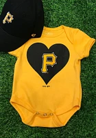 Pittsburgh Pirates Baby Gold Heart Short Sleeve One Piece