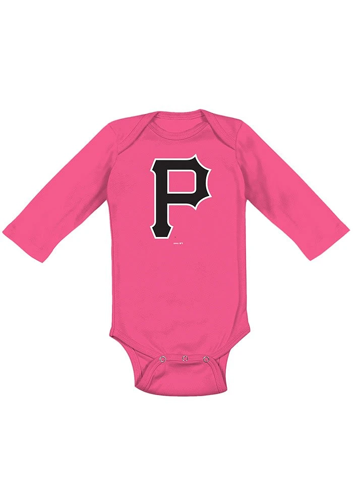 Pittsburgh Pirates Baby Pink Primary LS Tops One Piece