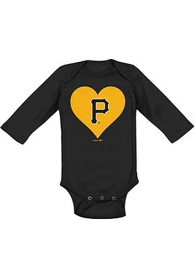 Pittsburgh Pirates Baby Black Heart LS Tops One Piece