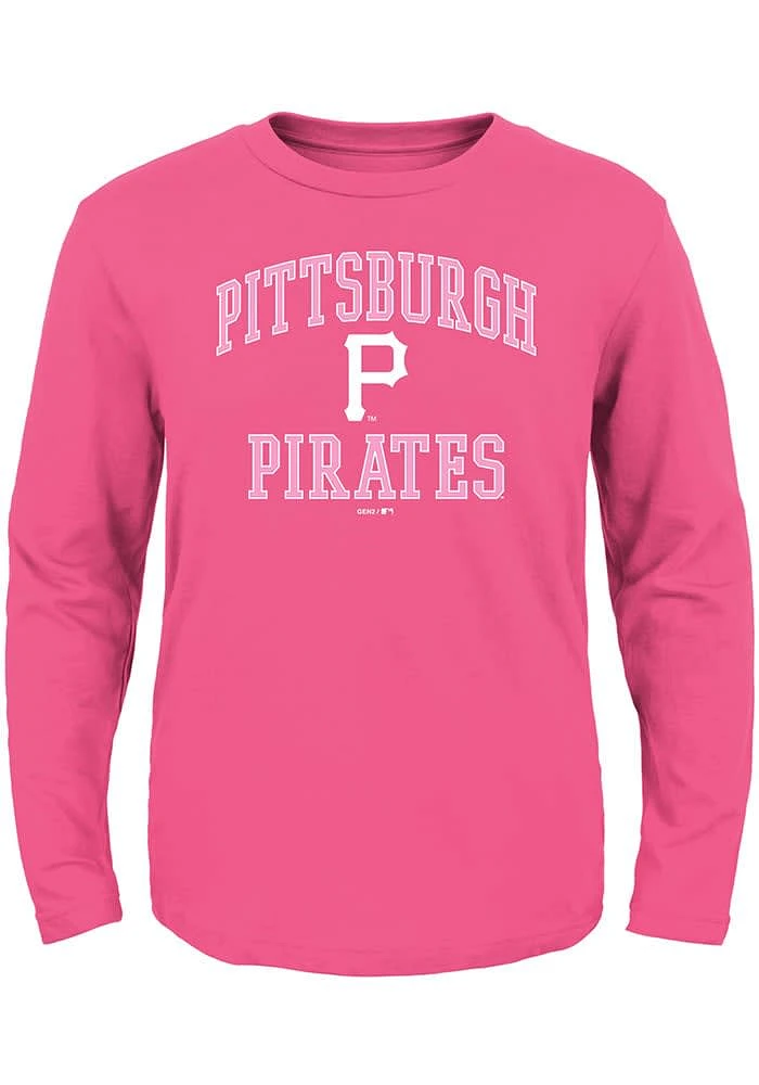 Pittsburgh Pirates Toddler Girls Pink #1 Design Long Sleeve T Shirt