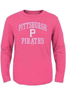 Pittsburgh Pirates Toddler Girls Pink #1 Design Long Sleeve T Shirt