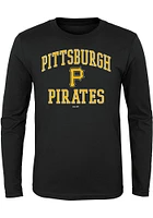 Pittsburgh Pirates Youth Black #1 Design Long Sleeve T-Shirt