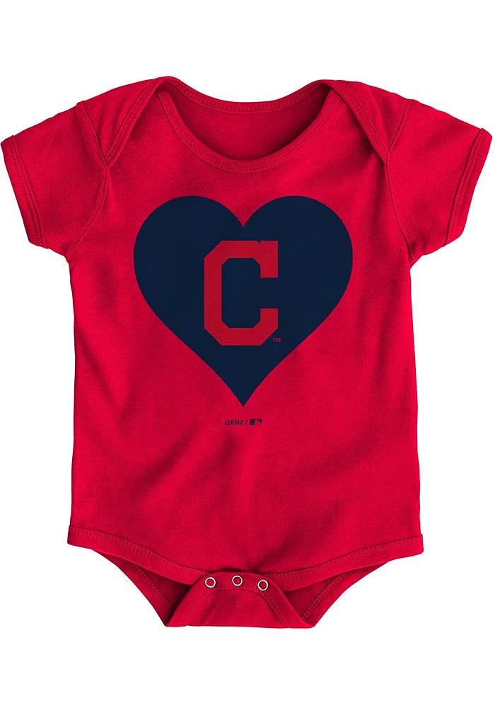 Cleveland Guardians Baby Red Heart Short Sleeve One Piece