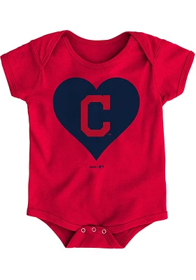 Cleveland Guardians Baby Red Heart Short Sleeve One Piece