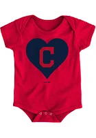 Cleveland Guardians Baby Red Heart Short Sleeve One Piece