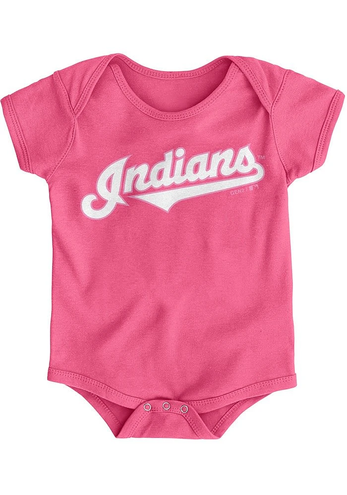 Cleveland Guardians Baby Pink Road Wordmark Short Sleeve One Piece