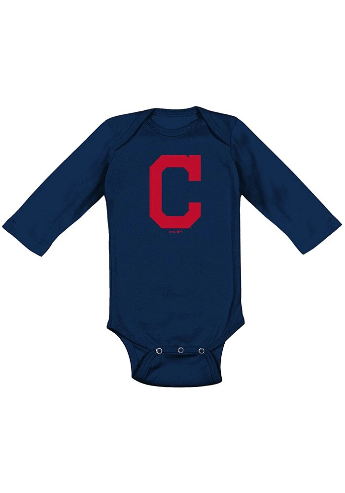 Cleveland Guardians Baby Navy Blue Primary Long Sleeve One Piece