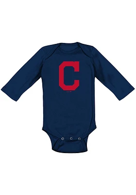 Cleveland Guardians Baby Navy Blue Primary Long Sleeve One Piece