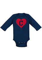 Cleveland Guardians Baby Navy Blue Heart LS Tops One Piece
