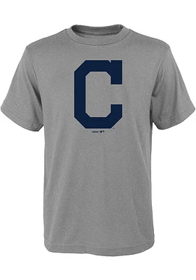 Cleveland Guardians Youth Grey Primary Short Sleeve T-Shirt
