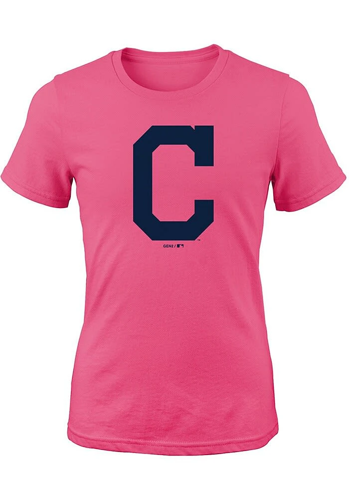 Cleveland Guardians Girls Pink Primary Short Sleeve Tee