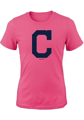 Cleveland Guardians Girls Pink Primary Short Sleeve Tee