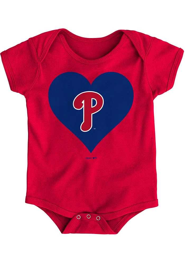 Philadelphia Phillies Baby Red Heart Short Sleeve One Piece