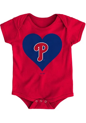 Philadelphia Phillies Baby Red Heart Short Sleeve One Piece