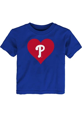 Philadelphia Phillies Toddler Girls Blue Heart Short Sleeve T-Shirt