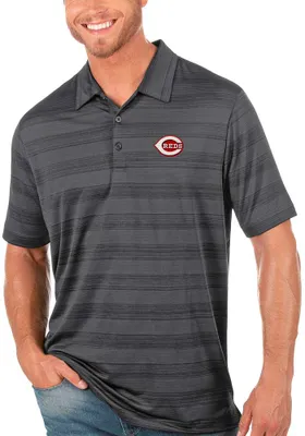 Antigua Cincinnati Reds Mens Grey Compass Short Sleeve Polo