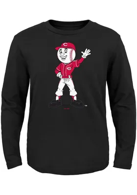 Cincinnati Reds Toddler Black Baby Mascot Long Sleeve T-Shirt