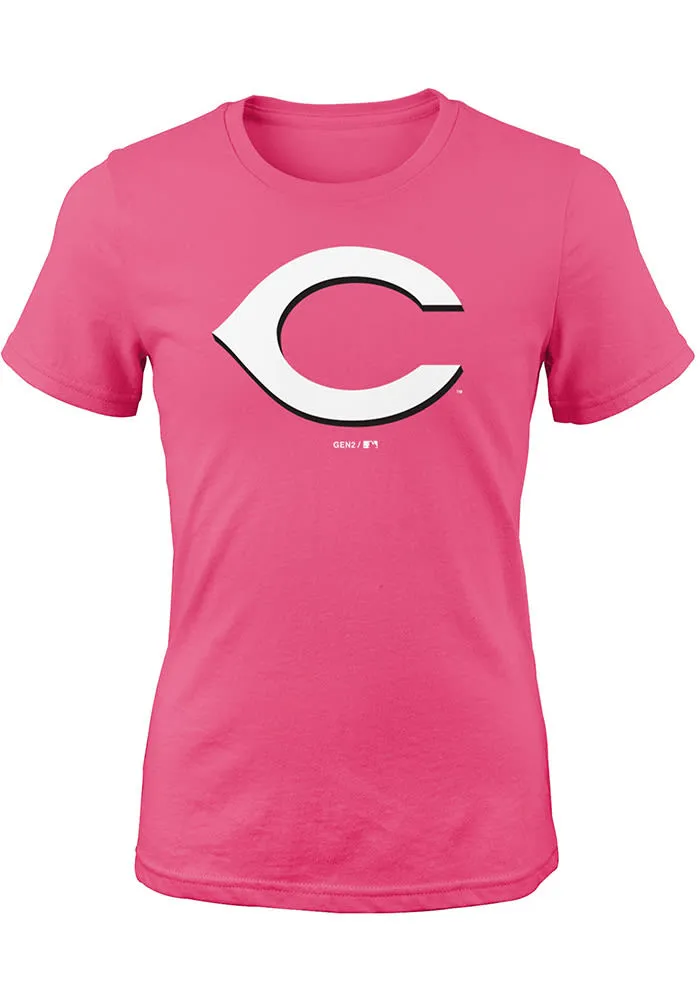 Cincinnati Reds Girls Pink Primary Short Sleeve Tee