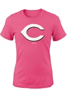 Cincinnati Reds Girls Pink Primary Short Sleeve Tee