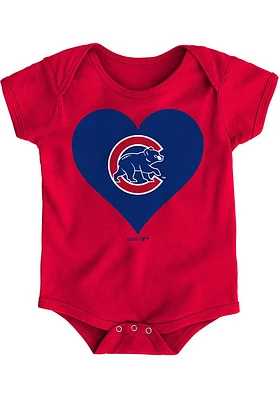 Chicago Cubs Baby Red Heart Short Sleeve One Piece