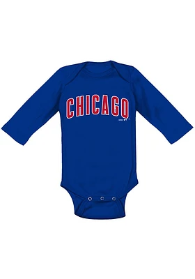 Chicago Cubs Baby Blue Road Wordmark Long Sleeve One Piece
