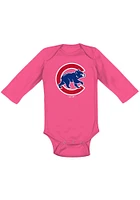 Chicago Cubs Baby Pink Secondary LS Tops One Piece