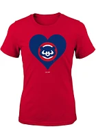 Chicago Cubs Girls Red Heart Graphic Short Sleeve Tee