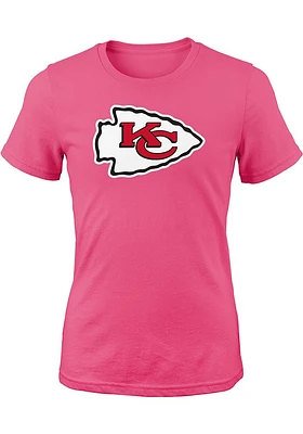 Kansas City Chiefs Girls Pink Primary Graphic Short Sleeve Tee