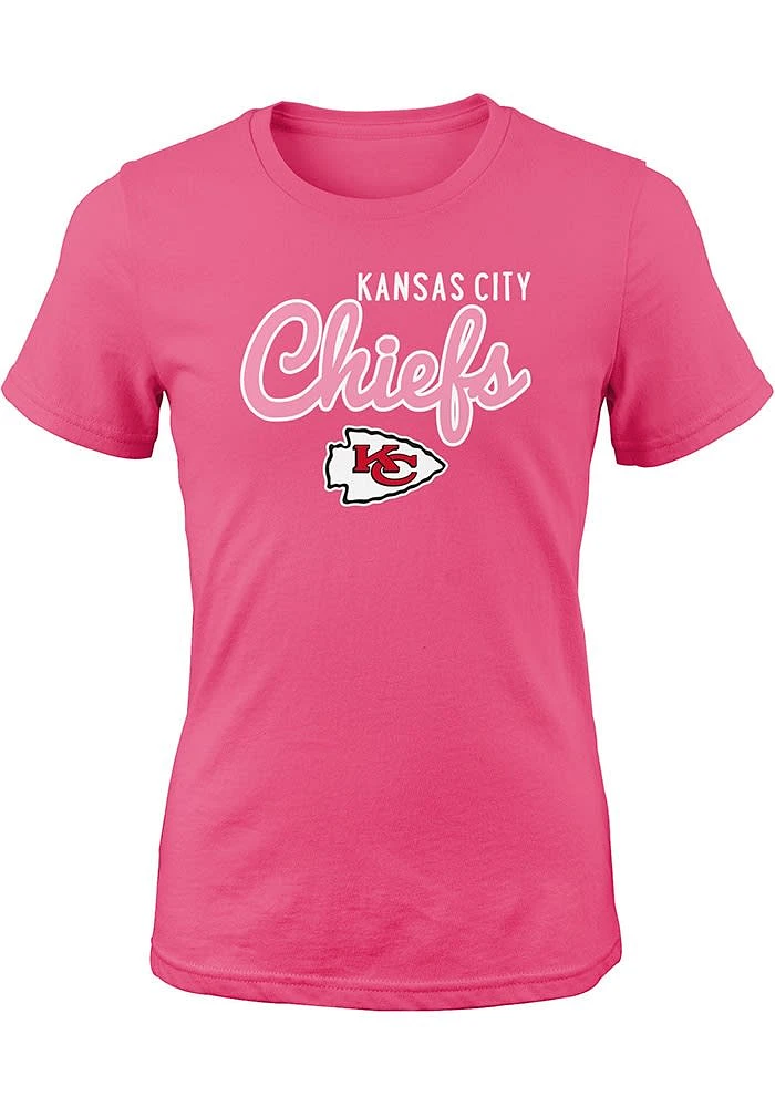 Kansas City Chiefs Girls Pink Big Game Design Short Sleeve Tee