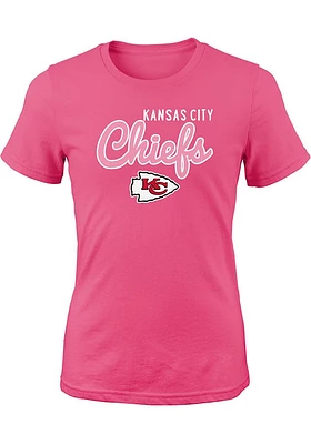Kansas City Chiefs Girls Pink Big Game Design Short Sleeve Tee