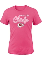 Kansas City Chiefs Girls Pink Big Game Design Short Sleeve Tee