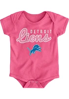 Detroit Lions Baby Pink Big Game Design Short Sleeve One Piece
